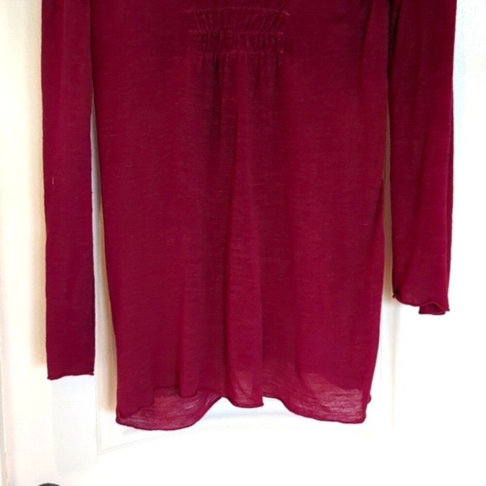 Athleta Fuscia linen blend long sleeve tunic Tulip Sleeves  LG - Picture 6 of 9